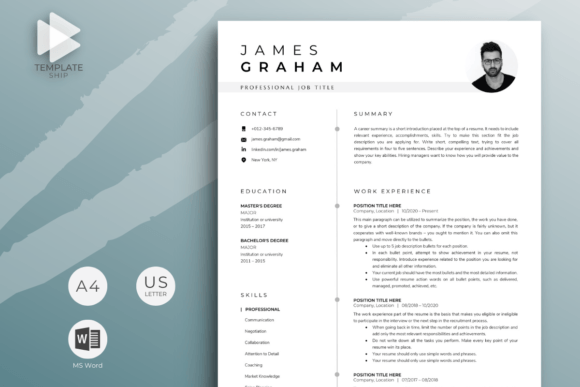 Download Resume Template with Photo for MS Word - Premium Bundle