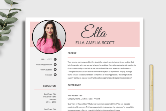 Download Sorority Resume Template with Photo - Premium Resources